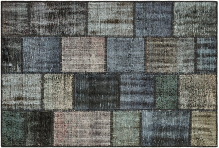 patchwork vloerkleed grijs nr.35569 179cm x 121cm Zwart#000000