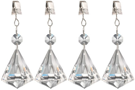 Patifix 4x stuks tafelkleedgewichtjes kristallen diamant glas Transparant