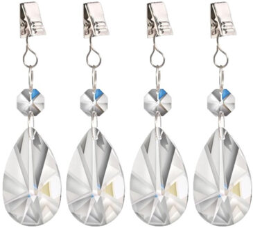 Patifix 4x stuks tafelkleedgewichtjes kristallen druppels glas - Tafelkleedgewichten