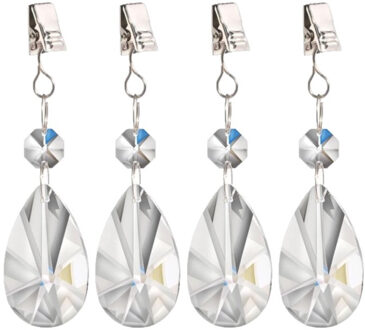 Patifix 4x stuks tafelkleedgewichtjes kristallen druppels glas Transparant