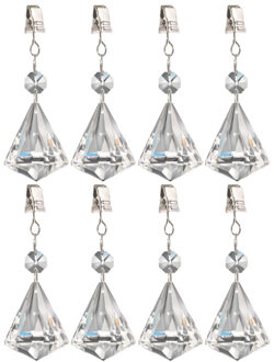 Patifix 8x stuks tafelkleedgewichtjes kristallen diamant glas - Tafelkleedgewichten