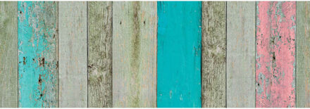 Patifix Decoratie plakfolie - 5x - houten planken look - groen/bruin/roze - 45 cm x 2 m.