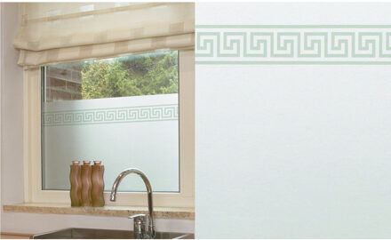 Patifix Raamfolie - griekse patroon rand - 2x - 2 m - semi-transparant - vinyl - zelfklevend - voor ramen en