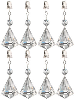 Patifix Tafelkleedgewichtjes kristallen - 8x - diamant vorm - glas - tafelkleed hangers