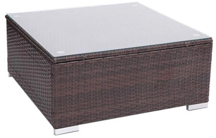 Patio PE Wicker Rattan Coffee Table with tempered glass
