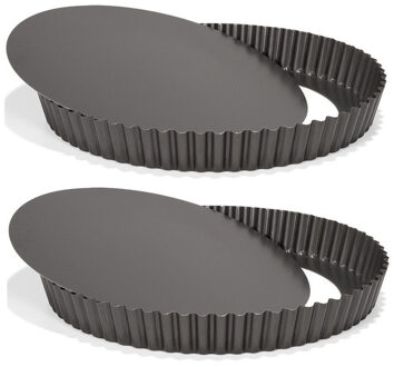 patisse Bakvorm - 2x - voor taart of quiche - losse bodem - 24 cm - zwart