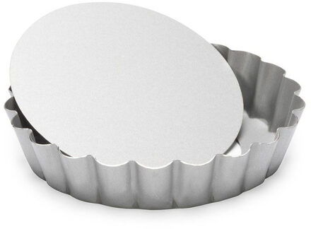 patisse Ronde mini taart/quiche bakvorm zilver 10 cm - Bakringen Zilverkleurig