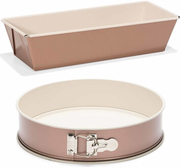 patisse Set van 2x rose gouden bakvormen voor cake en taart 25 en 20 cm - Cakevormen Goudkleurig
