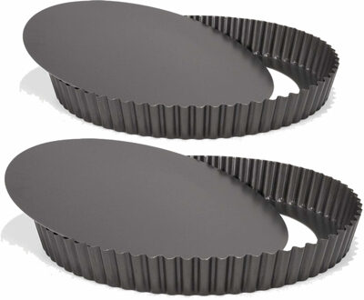 patisse Taart/quiche bakvormen - set van 2 - rond - zwart - 24 en 28 cm