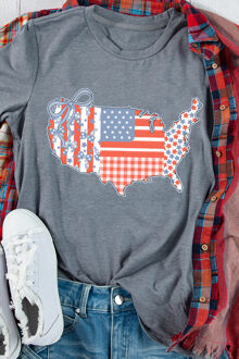 Patriotische USA Kaart T-shirt Grijs