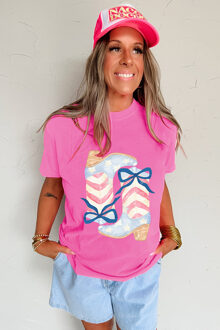 Patriottische Boot Waterverf T-shirt - maat S Lichtroze