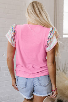 Patriottische Strik Graphic T-shirt Roze