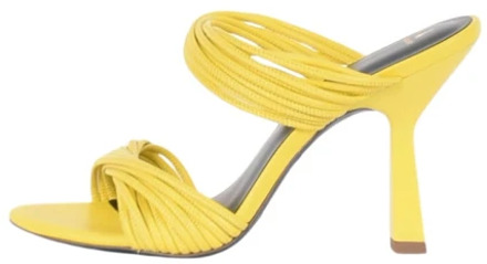 Patrizia Pepe Gladleren sandalen met gouden logo Patrizia Pepe , Yellow , Dames - 39 Eu,37 Eu,40 EU