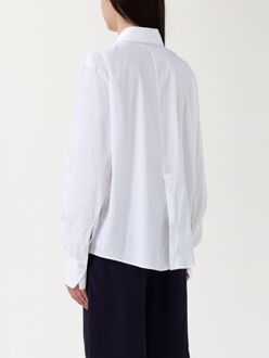 Patrizia Pepe Langarm Katoenen Poplin Shirt Wit