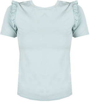 Patrizia Pepe Modieuze T-shirt voor dames met gerimpelde schouders Patrizia Pepe , Blue , Dames