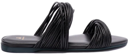 Patrizia Pepe Stijlvolle platte sandalen in zwart Patrizia Pepe , Black , Dames - 37 Eu,35 Eu,36 Eu,39 EU