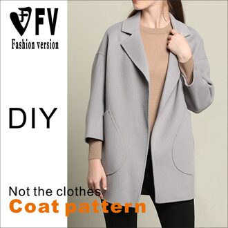 Patroon Maken Dubbelzijdige Kasjmier Jas Patroon Dames Losse Kledingstuk Naaien Tekening BFY-237 Size 4XL