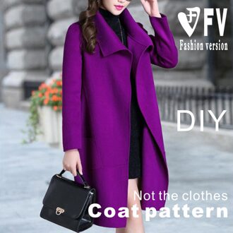 Patroon Maken Vrouwen Dubbelzijdig Wollen Wol Grote Kraag Lange Mouw Jas Jas Kledingstuk Naaien Tekening BFY-185 Size 4XL