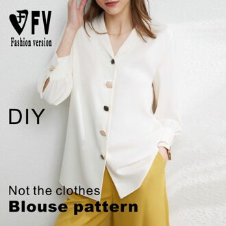Patroon Maken Vrouwen V-hals Chiffon Shirt Naaien Tekening 1:1 Kledingstuk Patroon BCY-148 Size L