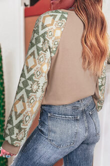 Patroon Mouwen Lange Mouwen Top Bruin