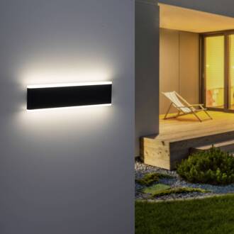 Paul Neuhaus Elsa LED buitenwandlamp, IP65, breedte 40 cm antraciet, wit