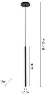 Paul Neuhaus Flute LED hanglamp 1-lamp zwart