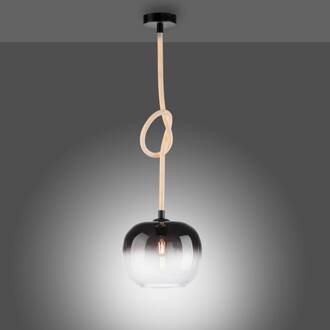 Paul Neuhaus Hanglamp Luma van glas, 1-lamp rookgrijs-wit, zwart