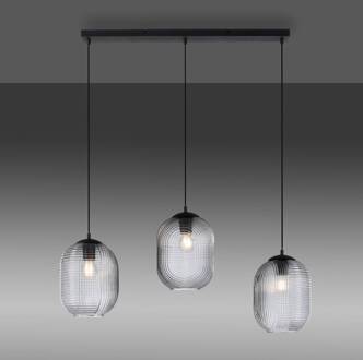 Paul Neuhaus Hanglamp Shitake, 3-lamps, rookgrijs gerookt, zwart