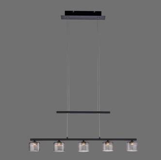 Paul Neuhaus Hydra LED hanglamp, zwart, glas, 80 cm zwart, rookkleurig