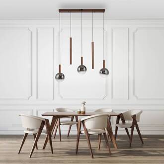 Paul Neuhaus LED hanglamp Bowl, lengte 100 cm, bruin/grijs bruin, rookgrijs