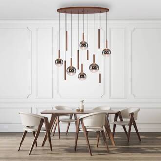 Paul Neuhaus LED hanglamp Bowl, Ø 120 cm, bruin/grijs bruin, rookgrijs