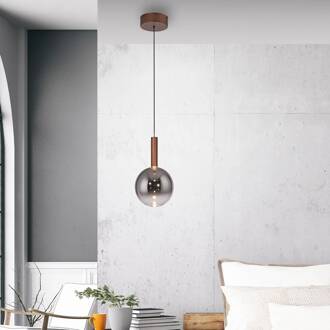 Paul Neuhaus LED hanglamp Bowl, Ø 20 cm, bruin/grijs bruin, rookgrijs
