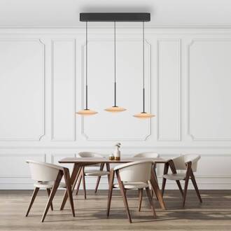 Paul Neuhaus LED hanglamp Elipsa, 3-lamps, wit/zwart wit, zwart