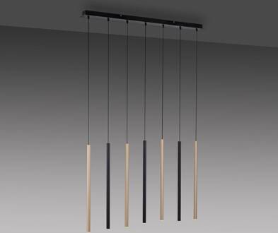 Paul Neuhaus LED hanglamp Flute, dimbaar, 7-lamps zwart, geoxideerd aluminium