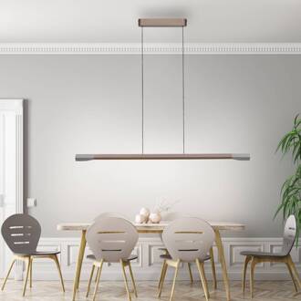 Paul Neuhaus LED hanglamp Hoop, bruin, 128 cm, dimbaar koffiebruin