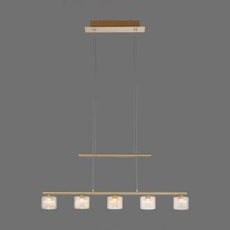 Paul Neuhaus LED hanglamp Hydra, 5-lamps, messing mat messing, amber