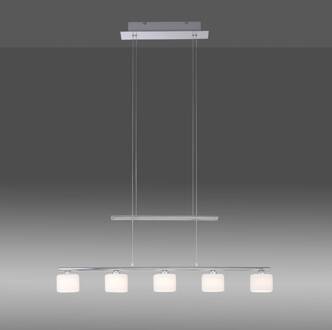 Paul Neuhaus LED hanglamp Hydra, staalkleurig, glas, 80cm staalkleurig, opaal