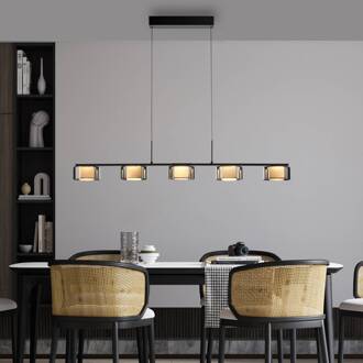 Paul Neuhaus LED hanglamp Rika, 119 cm, glas, dimbaar zwart, zwart-transparant