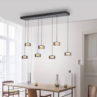 Paul Neuhaus LED hanglamp Rika, 135 cm, glas, dimbaar zwart, zwart-transparant