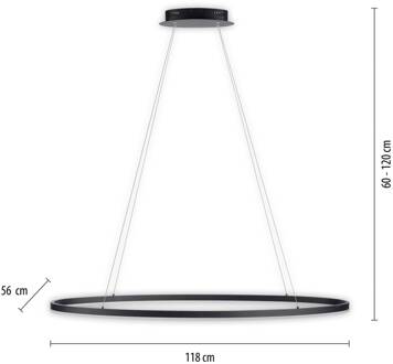 Paul Neuhaus LED hanglamp Titus, 118x56cm, CCT, dimbaar antraciet