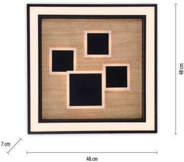 Paul Neuhaus LED plafondlamp Eliza, geolied eiken, 48 x 48 cm geolied eiken, zwart