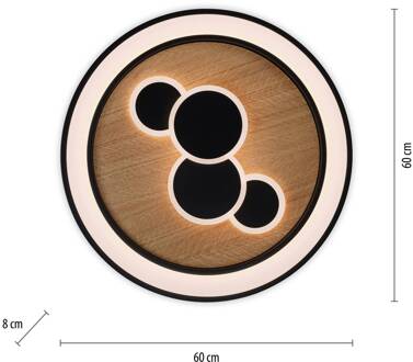 Paul Neuhaus LED plafondlamp Eliza, geolied eiken, Ø 60 cm geolied eiken, zwart