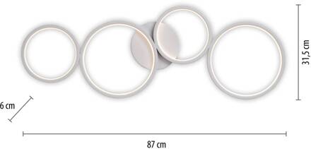 Paul Neuhaus LED plafondlamp Kiringe, wit, metaal, dimbaar