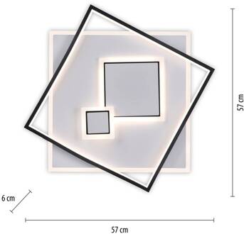 Paul Neuhaus LED plafondlamp Mailak 57x57cm wit, zwart