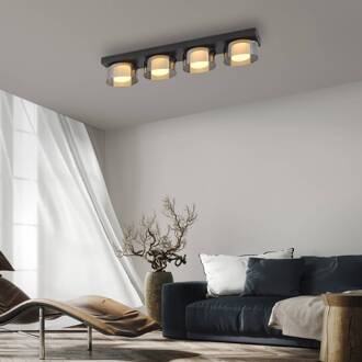 Paul Neuhaus LED plafondlamp Rika, 70 cm, glas, dimbaar zwart, zwart-transparant