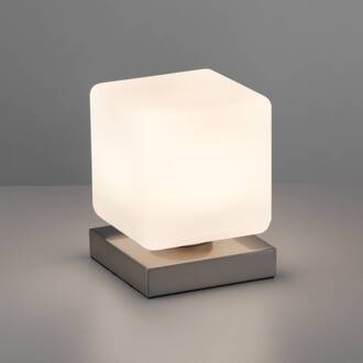 Paul Neuhaus LED tafellamp Dadoa, dimbaar, staalkleurig staal, wit
