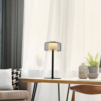 Paul Neuhaus LED tafellamp Rika, glas, 33 cm hoog, dimbaar zwart, zwart-transparant