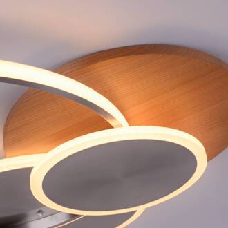 Paul Neuhaus Palma LED plafondlamp CCT rond hout donker, zilver, wit