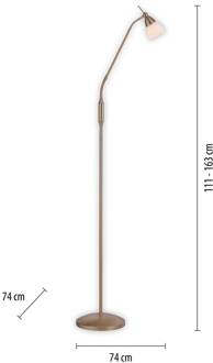 Paul Neuhaus Pino vloerlamp, antiek messing, 163 cm, dimbaar