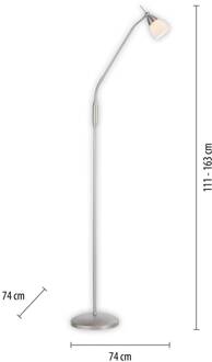 Paul Neuhaus Pino vloerlamp, zilver, 163 cm, dimbaar, G9